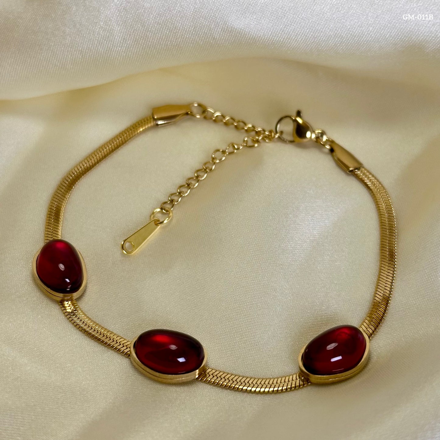 Ruby Triple beaded Bracelet GM-011B