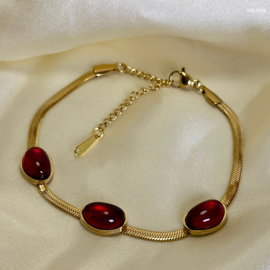 Ruby Triple beaded Bracelet GM-011B