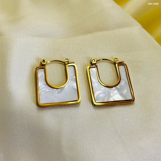 White Stone Square Hoops GM-028E