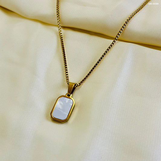 White Rectangle Necklace GM-003N