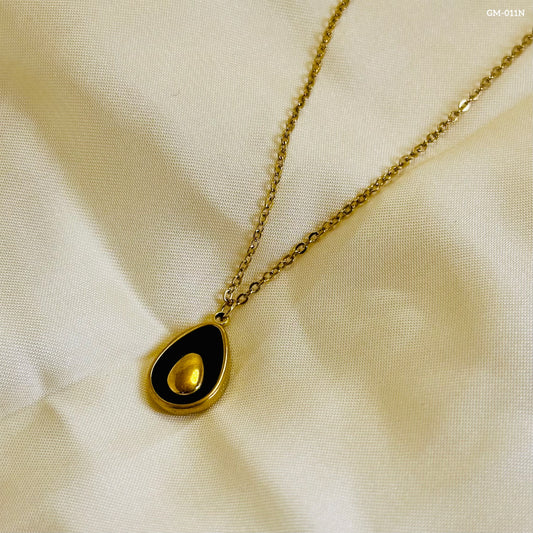 Black n Gold Droplet Necklace GM-011N
