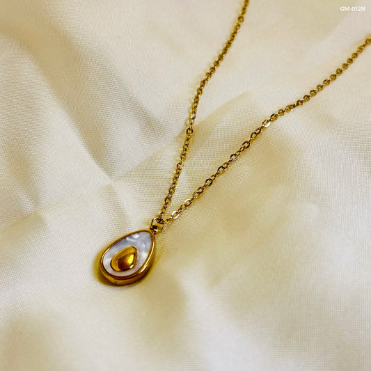White n Gold Droplet Necklace GM-012N