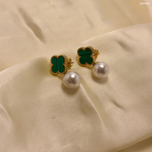 Pearl Clover Green Earrings GM-003E