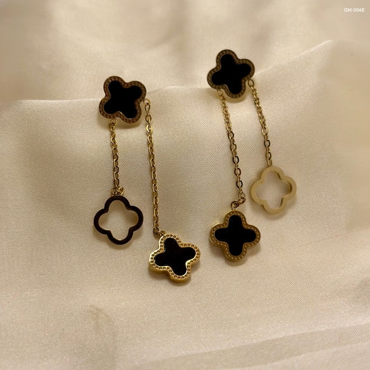 Black Chain Clover Earrings GM-006E