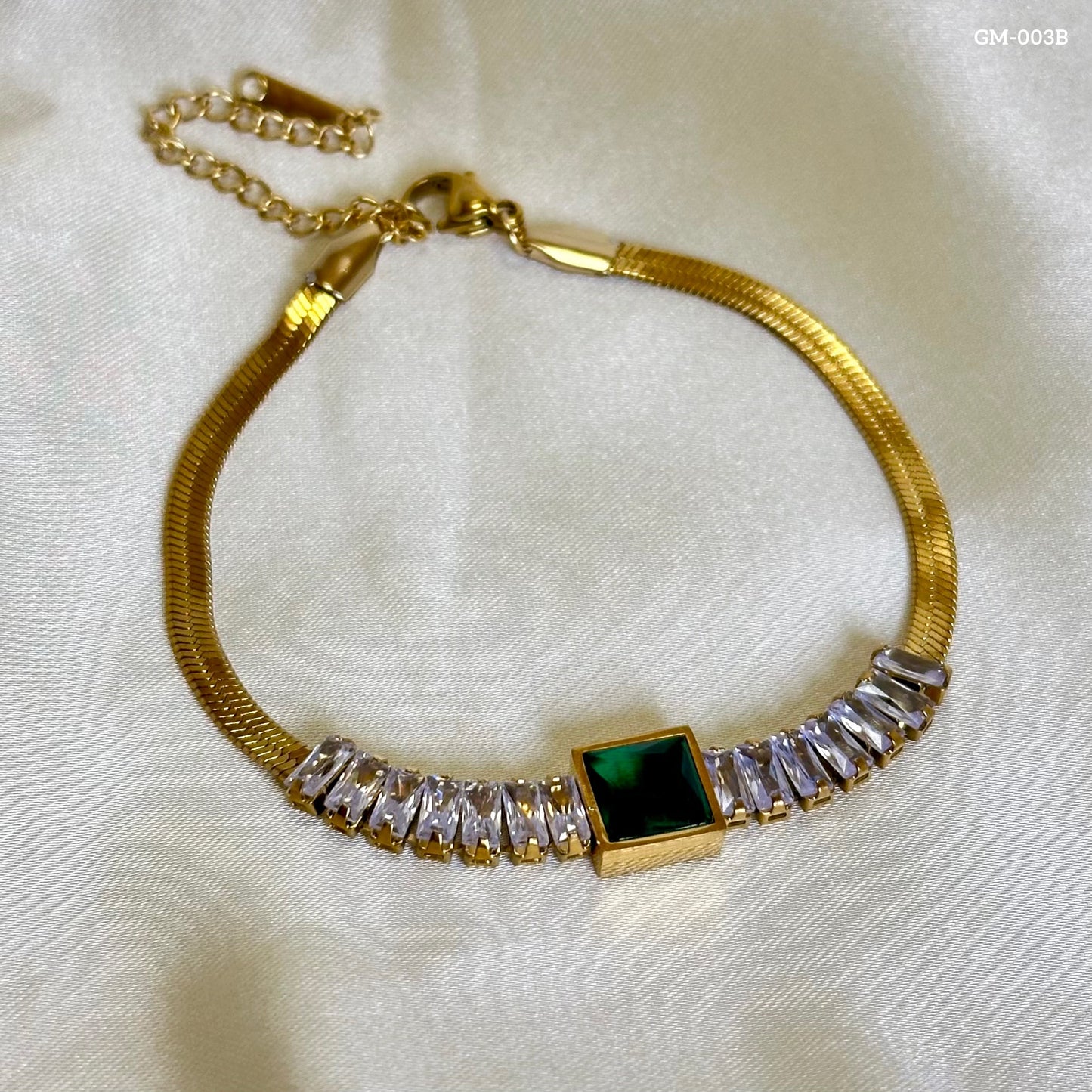 Emerald Zircon embellished Bracelet GM-003B