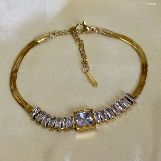 White Zircon embellished Bracelet GM-006B
