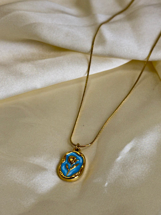 Vintage Blue Floral Necklace