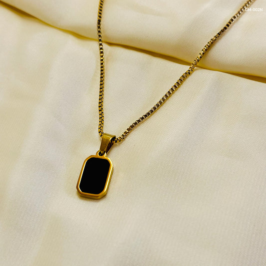 Black Rectangle Necklace GM-002N