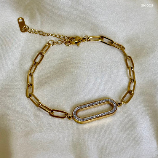 Oval Zircon embellished Bracelet GM-002B