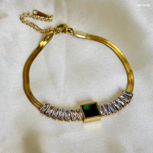 Emerald Zircon embellished Bracelet GM-003B